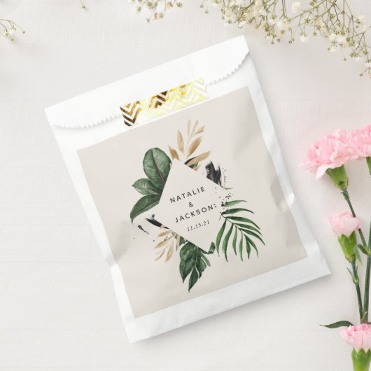 Moderne, tropische abstracte bruiloft bedankzakje (Gezegeld)