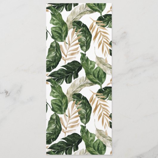 Moderne, tropische abstracte bruiloft menu (Achterkant)