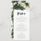 Moderne, tropische abstracte bruiloft menu (Voorkant / Achterkant)