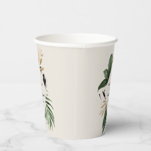 Moderne, tropische abstracte bruiloft papieren bekers (Rechts)