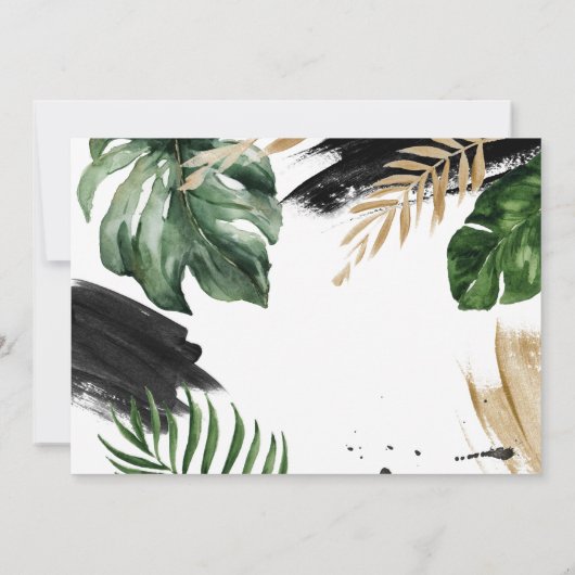 Moderne, tropische abstracte bruiloft save the date (Achterkant)