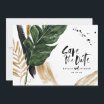 Moderne, tropische abstracte bruiloft save the date<br><div class="desc">Moderne,  tropische abstracte bruiloft,  behalve de date kaart. Deel van een modern bruiloft collectie.</div>