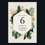 Moderne tropische abstracte tafelnummers voor de b<br><div class="desc">Moderne tropische abstract geschilderde tafelnummers met bladmotief voor de bruiloft. Maakt deel uit van een moderne bruiloftcollectie.</div>