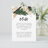 Moderne tropische abstracte trouwdetails RSVP kaartje (Staand voorkant)