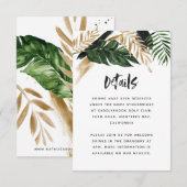 Moderne tropische abstracte trouwdetails RSVP kaartje (Voorkant / Achterkant)