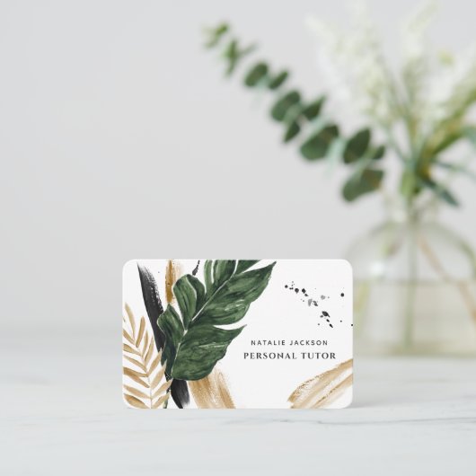 Moderne tropische abstracte waterverf visitekaartje (Staand voorkant)