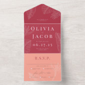 Moderne Tropische Alles-in-één bruiloft uitnodigin All In One Uitnodiging (Binnen)