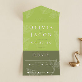 Moderne Tropische Alles-in-één bruiloft uitnodigin All In One Uitnodiging