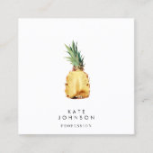 Moderne tropische anananas QR-code Sociale media Vierkante Visitekaartje (Voorkant)