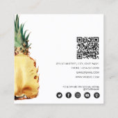 Moderne tropische anananas QR-code Sociale media Vierkante Visitekaartje (Achterkant)