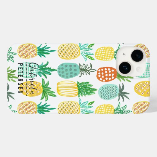 Moderne tropische anananasappelvruchten | geel gro Case-Mate iPhone case (Achterkant (horizontaal))