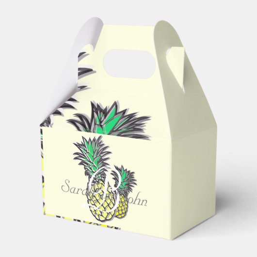 Moderne tropische ananas bruiloft gunst doos bedankdoosjes (Voorkant Zijde)