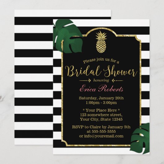 Moderne Tropische Ananas Hawaiaanse Bruidsdouche Kaart (Voorkant / Achterkant)