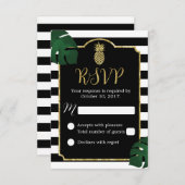 Moderne Tropische Ananas Hawaiiaanse bruiloft RSVP (Voorkant / Achterkant)