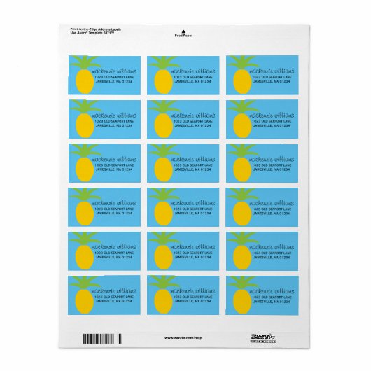 Moderne tropische ananas mailing labels (Full Sheet)