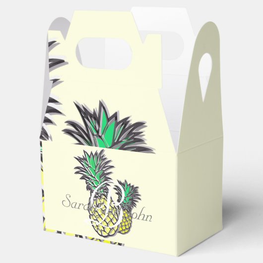 Moderne Tropische Ananas Trouw Favorietendoos Bedankdoosjes (Geopend)