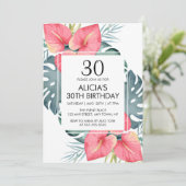 Moderne Tropische Anthurium & Monstera Verjaardag Kaart (Staand voorkant)