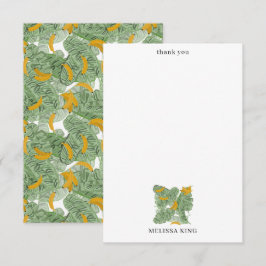 Moderne Tropische Banaan Greenery Custom Name Bedankkaart