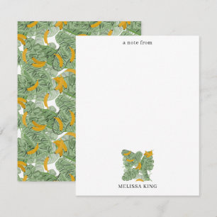 Moderne Tropische Banaan Greenery Custom Name Notitiekaartje