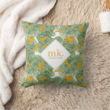 Moderne Tropische Banaan Groen Patroon Monogram