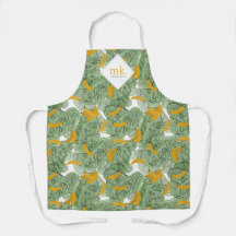 Moderne Tropische Banaan Groen Patroon Monogram