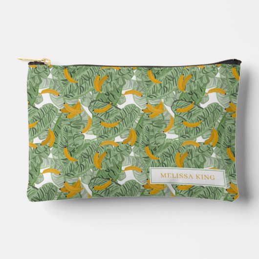 Moderne tropische banaan groen patroon reizen etui (Voorkant)