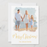 MODERNE TROPISCHE BEACH CHRISTMAS CARD FAMILIE FOT FEESTDAGENKAART<br><div class="desc">Kerstkaart voor het strand van de familie is perfect voor elke plek aan de kust of voor afbeeldingen op vakantiestranden. Eenvoudig en elegant, dit moderne, minimalistische ontwerp maakt het gemakkelijk om uw familiefoto's te uploaden en het ingebouwde lijst te bekijken en op magische wijze de bekleding van het schilderij om...</div>