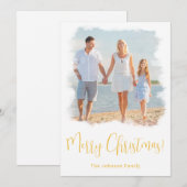 MODERNE TROPISCHE BEACH CHRISTMAS CARD FAMILIE FOT FEESTDAGENKAART (Voorkant / Achterkant)