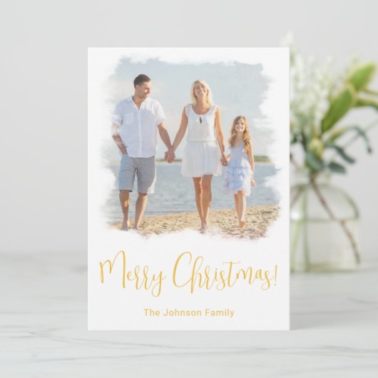 MODERNE TROPISCHE BEACH CHRISTMAS CARD FAMILIE FOT FEESTDAGENKAART (Staand voorkant)
