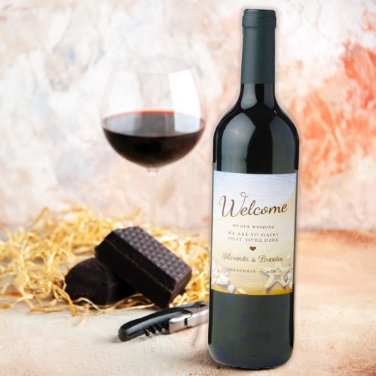 Moderne Tropische Beach Starfish Weddenschap Wijn Etiket