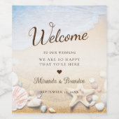 Moderne Tropische Beach Starfish Weddenschap Wijn Etiket (Enkel label)