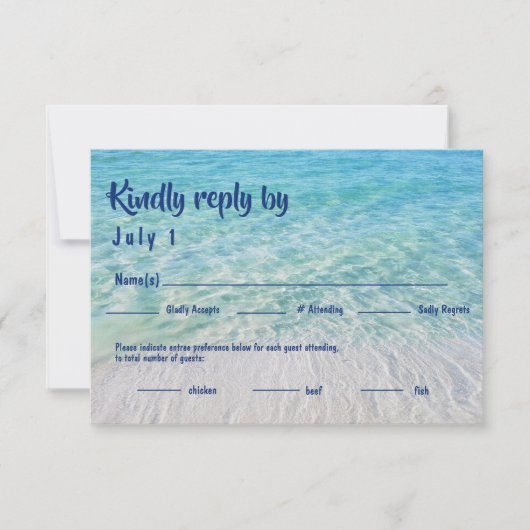 Moderne tropische beukenmaaltijd Keuze Receptie RS RSVP Kaartje (Voorkant)