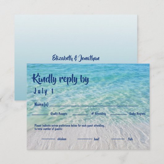 Moderne tropische beukenmaaltijd Keuze Receptie RS RSVP Kaartje (Voorkant / Achterkant)