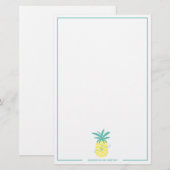 Moderne tropische bewerkbare ananas monogram naam briefpapier (Voorkant / Achterkant)