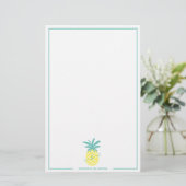 Moderne tropische bewerkbare ananas monogram naam briefpapier (Staand voorkant)