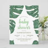 Moderne Tropische blad baby douche uitnodigingen (Staand voorkant)
