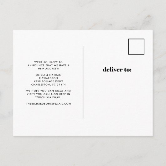 Moderne tropische bladeren | Bewegende aankondigin Aankondigingskaart (Achterkant)