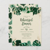 Moderne tropische bladeren bruiloft repetitie dine uitnodiging briefkaart (Voorkant / Achterkant)