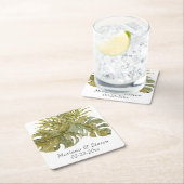 Moderne tropische bladeren Gedroogde palmbruiloft Kartonnen Onderzetters (Insitu)