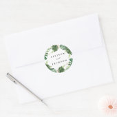 Moderne tropische bladeren goud gepersonaliseerde ronde sticker (Envelop)