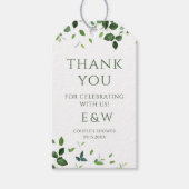 Moderne tropische bladeren koppels douche cadeaulabel (Voorkant)