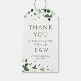 Moderne tropische bladeren koppels douche cadeaulabel