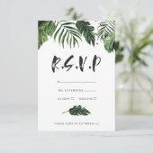 Moderne tropische bladeren met schilderingen voor  RSVP kaartje (Staand voorkant)