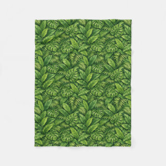 Moderne Tropische Bladeren Naadloos Patroon Fleece Deken
