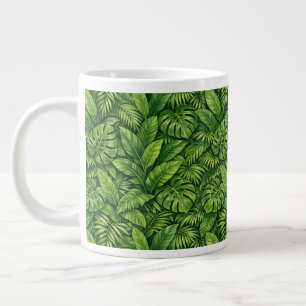 Moderne Tropische Bladeren Naadloos Patroon Grote Koffiekop