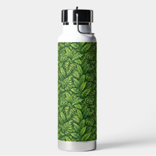 Moderne Tropische Bladeren Naadloos Patroon Waterfles