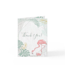 Moderne tropische bladeren roze flamingo Dank u