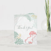 Moderne tropische bladeren roze flamingo Dank u Bedankkaart (Voorkant)