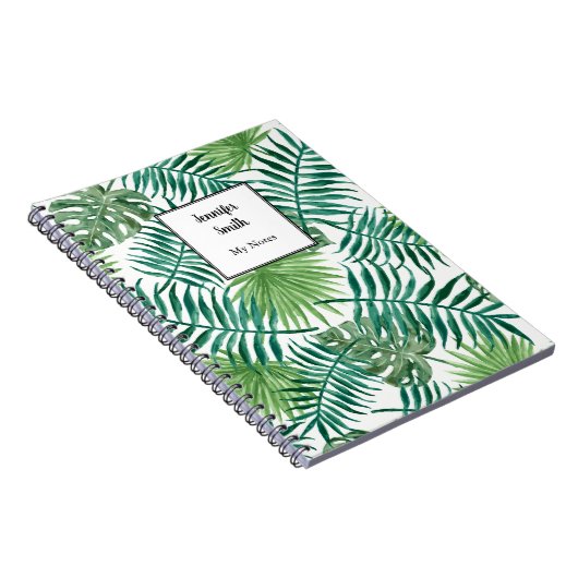 Moderne tropische bladeren van de waterverf, geper notitieboek (Rechterzijde)