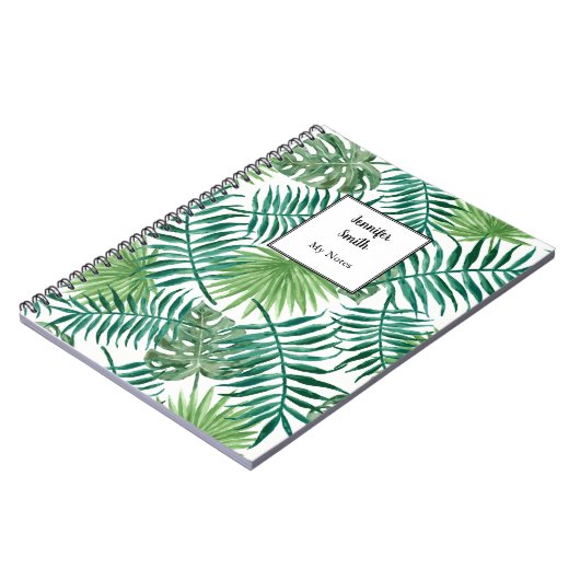 Moderne tropische bladeren van de waterverf, geper notitieboek (Linkerzijde)